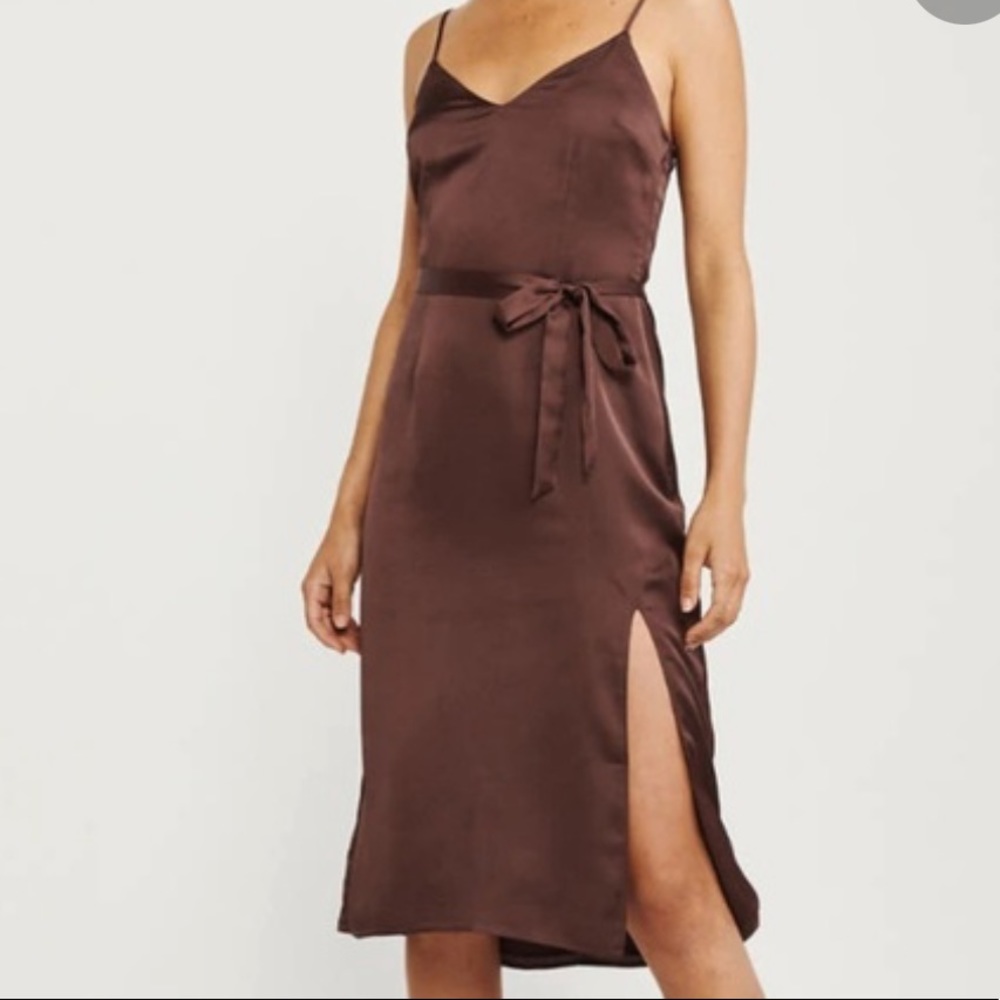 Abercrombie Chocolate Brown Silk Midi Dress